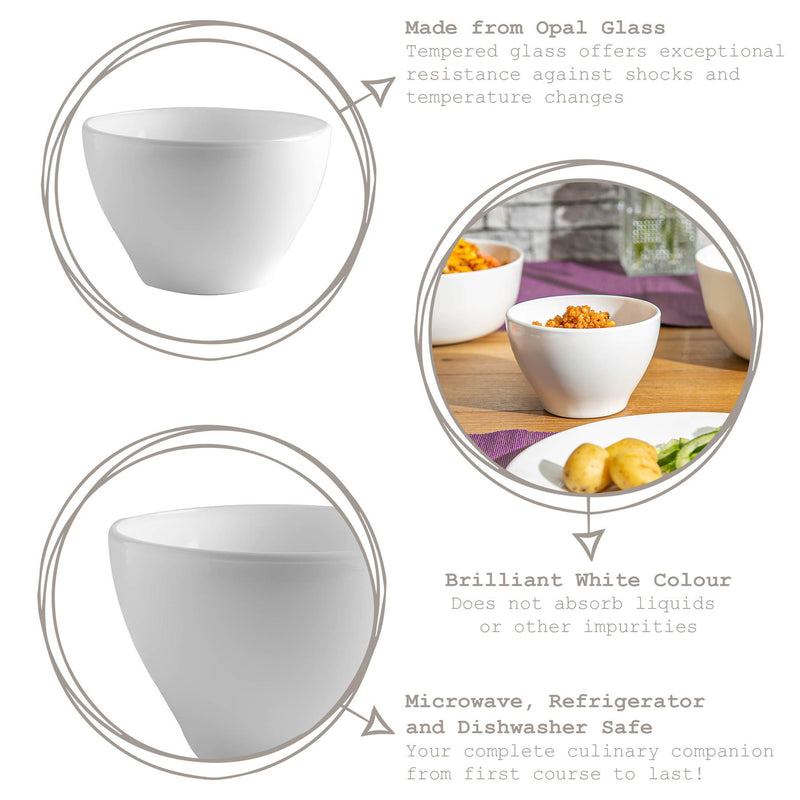 12.5cm White Toledo Glass Cereal Bowl - By Bormioli Rocco