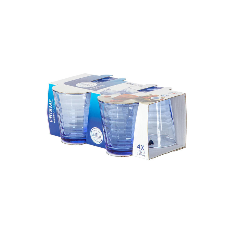 220ml Blue Prisme Water Glasses - Pack of Four - By Duralex