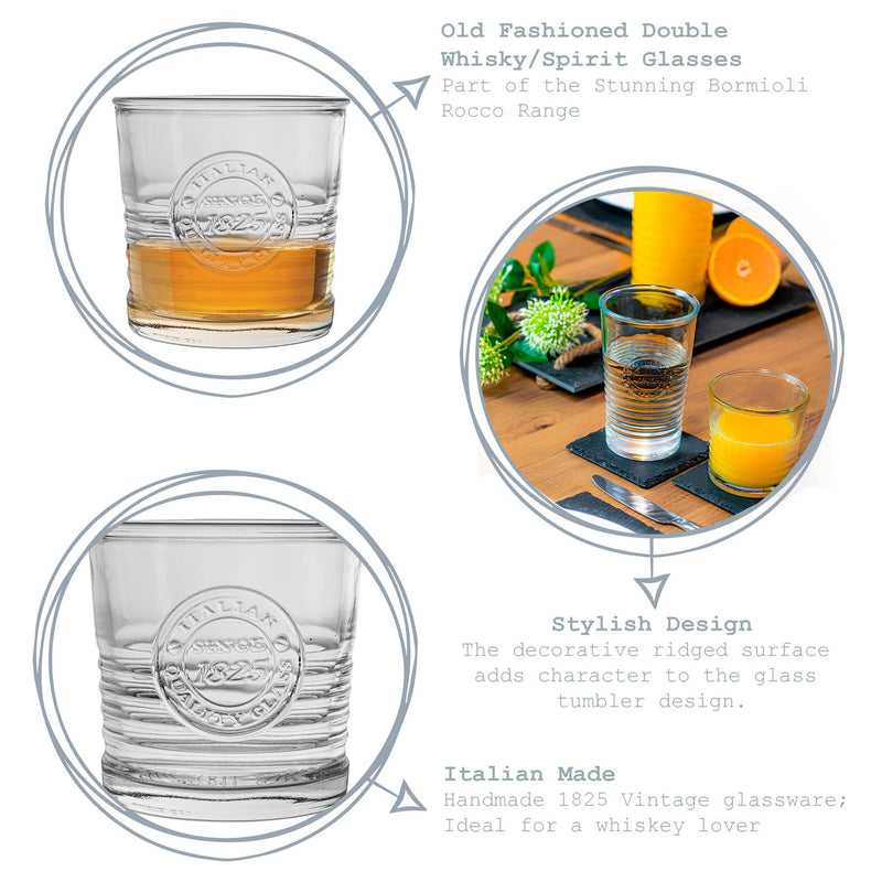 300ml Officina 1825 Double Whisky Glasses - Pack of Four - By Bormioli Rocco