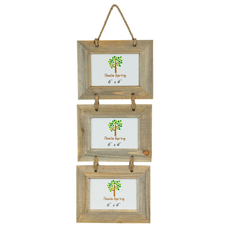 6" x 4" Wooden Hanging Triple Photo Frame - By Nicola Spring