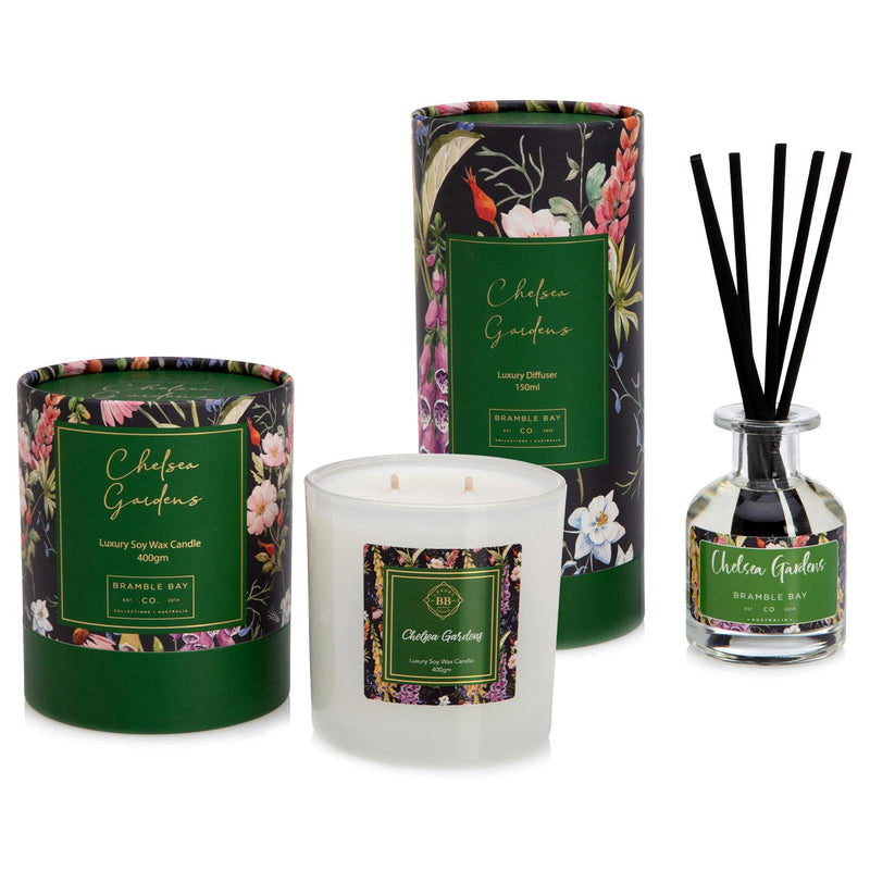 Chelsea Gardens Botanical Scented Candle & Diffuser Set - By Bramble Bay