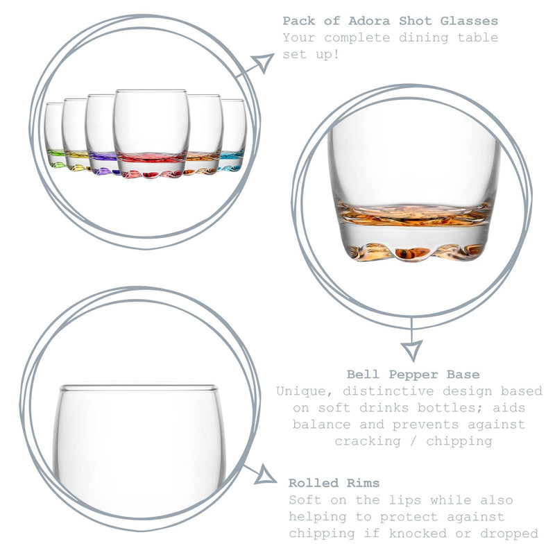 80ml Adora Shot Glasses - Pack of Six - By LAV