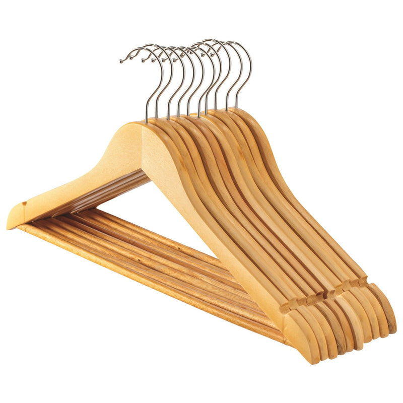 Wooden Coat Hangers - Pack of 10 - By Harbour Housewares