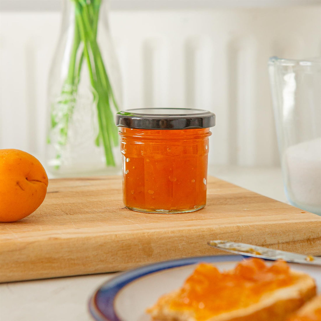 90ml Octagonal Glass Jam Jars with Black Lids - Pack of 6