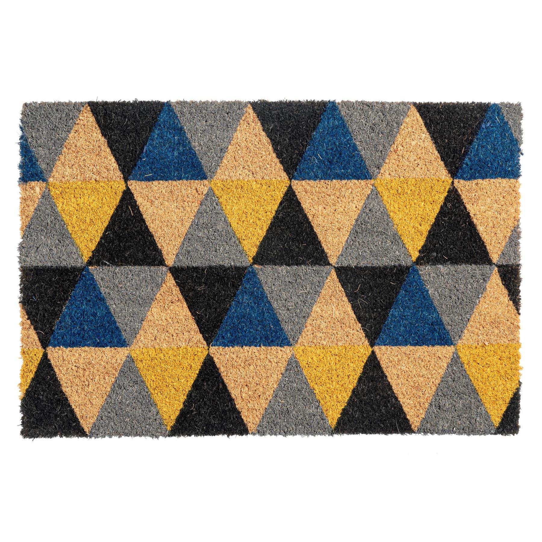 Dark Multicoloured Triangles Coir Door Mat - 60cm x 40cm - By Nicola ...