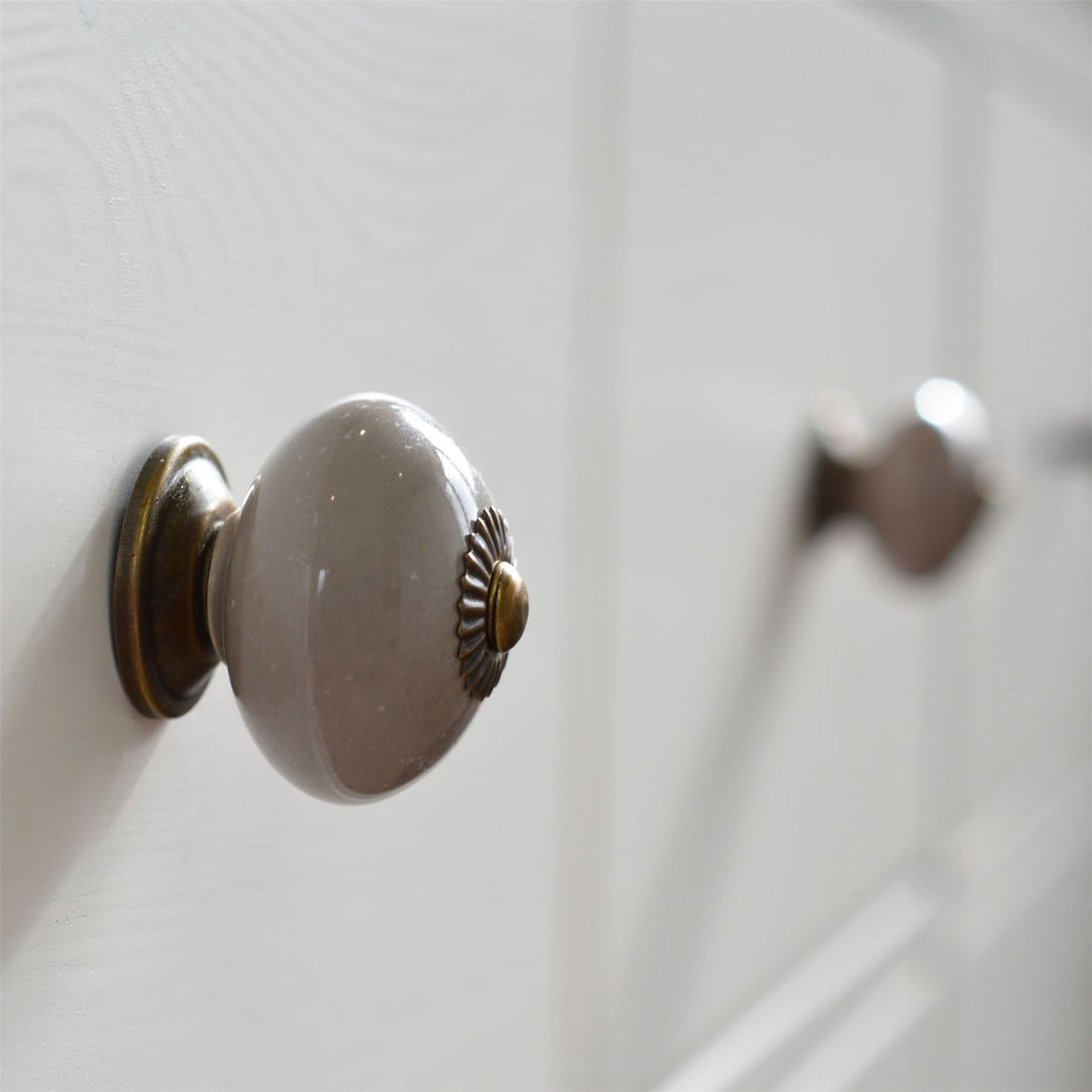 Grey 45mm Round Ceramic Cabinet Knob