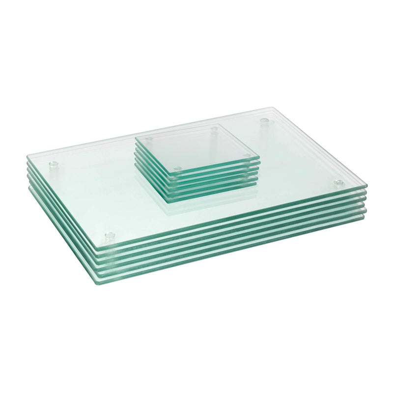12pc 30cm x 20cm Glass Placemats & Coasters Set - By Harbour Housewares