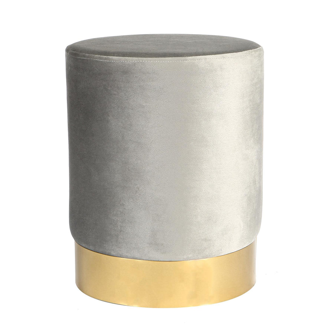 Grey Round Velvet Footstool