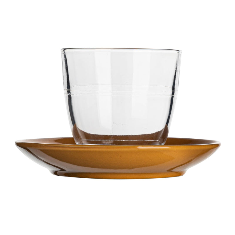 220ml Gigogne Glass Coffee Cups & Saucers - Pack of Six - By Duralex