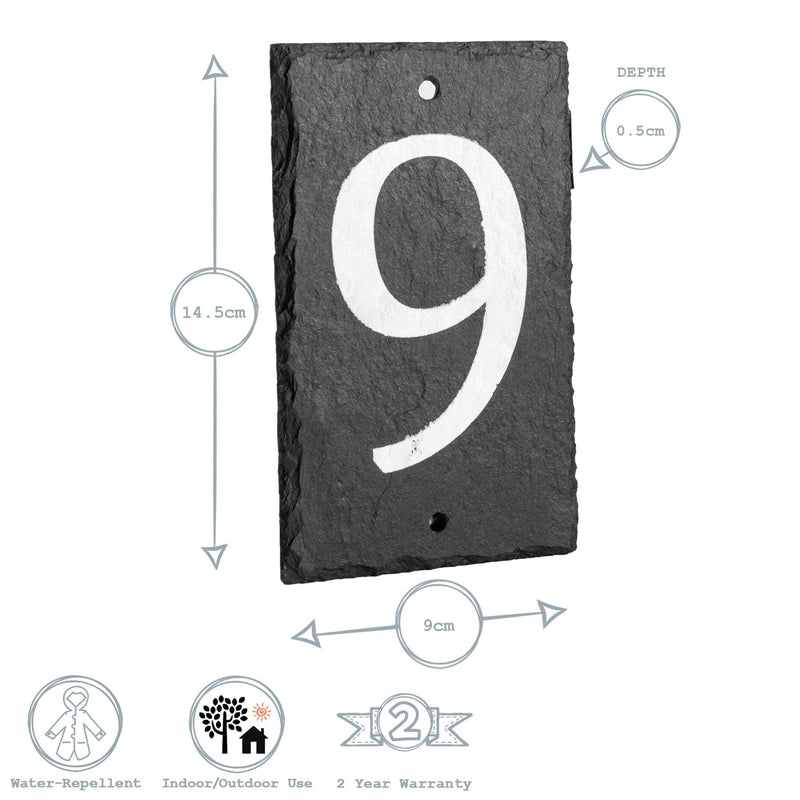 Number 9 Slate House Sign - By Nicola Spring