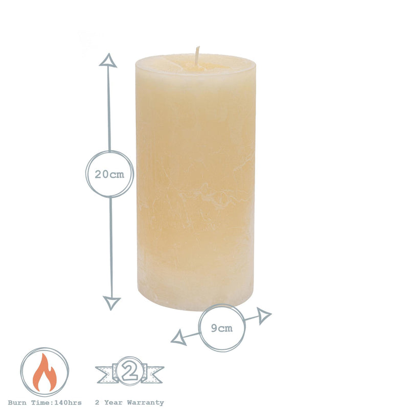 20cm Vanilla Round Pillar Candle - By Nicola Spring