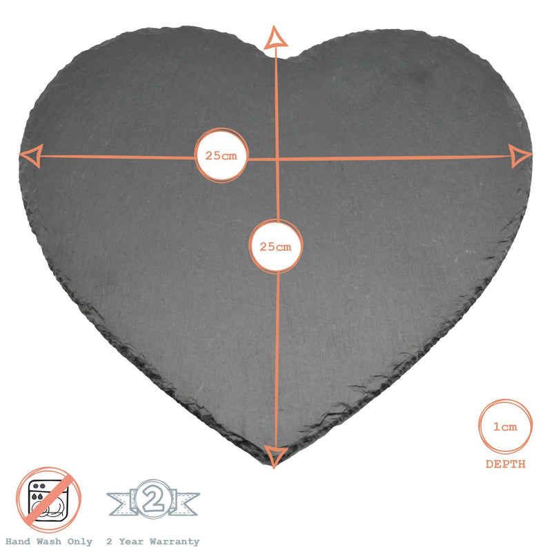 25cm Heart Slate Placemats - Pack of Six - By Argon Tableware