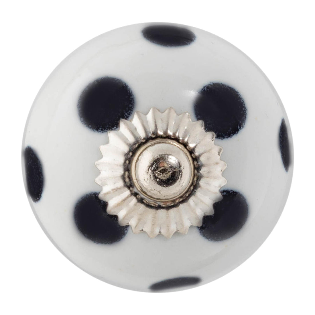 Black Dot on White 45mm Round Spot Ceramic Cabinet Knob