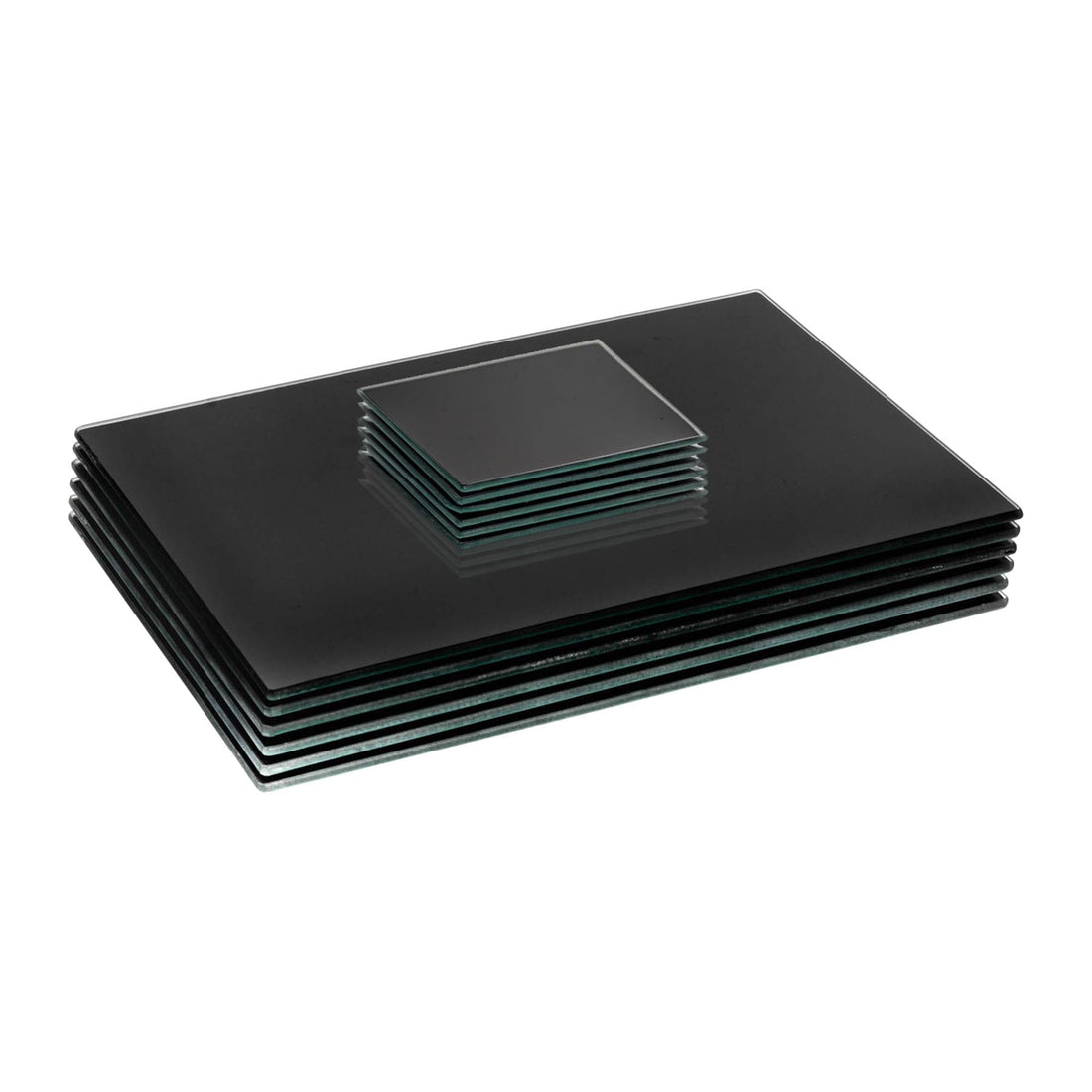 12pc Black Glass Placemats &amp; Coasters Set