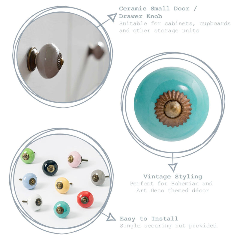 Round Ceramic Cabinet Knobs - 9 Colours - By Nicola Spring