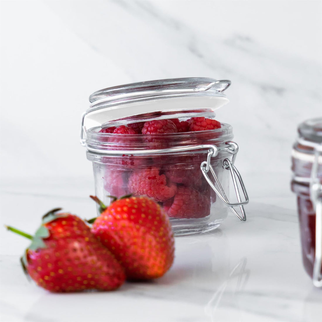 Medium Glass Storage Jar Clear Seals - Pack of Six