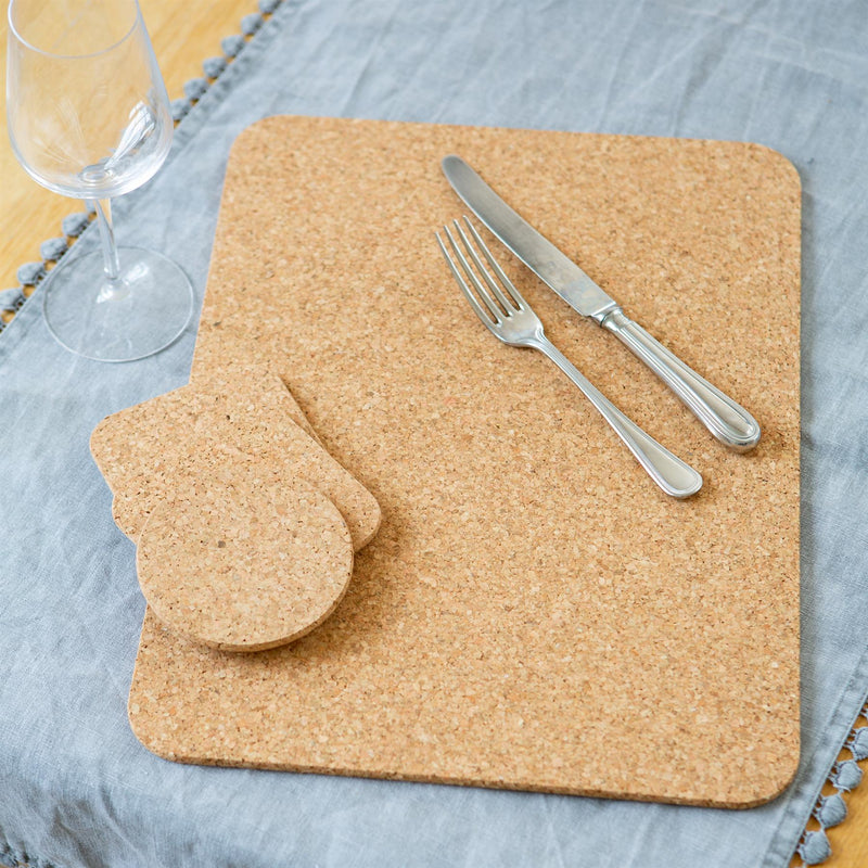 40cm x 30cm FSC Rectangle Cork Placemats - Brown - Pack of 4  - By T&G