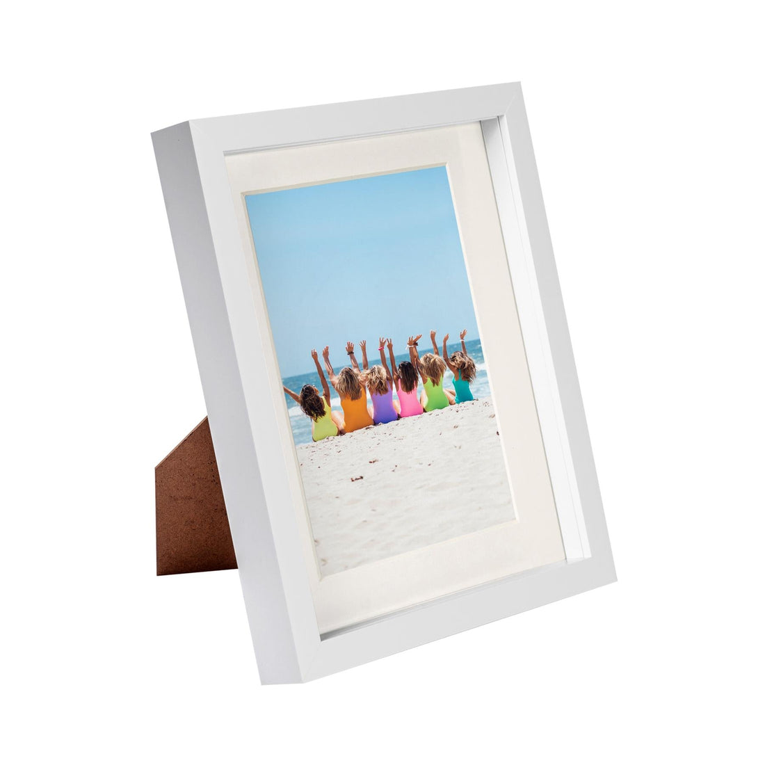 White 8" x 10" Shadow Box Photo Frame with White Frame Spacer and 5" x 7" Ivory Mount
