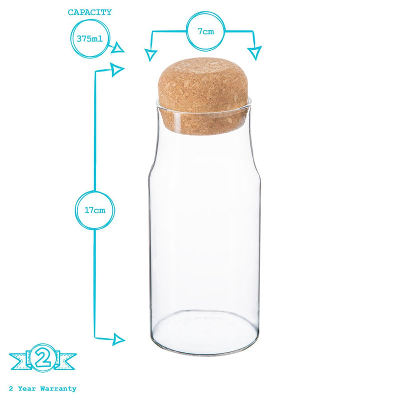 375ml Glass Storage Bottle with Cork Lid - By Argon Tableware