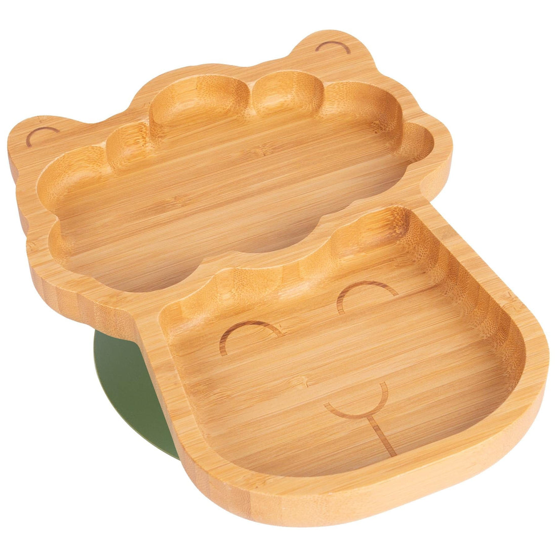 Lenny the Llama Bamboo Plate with Olive Suction Base