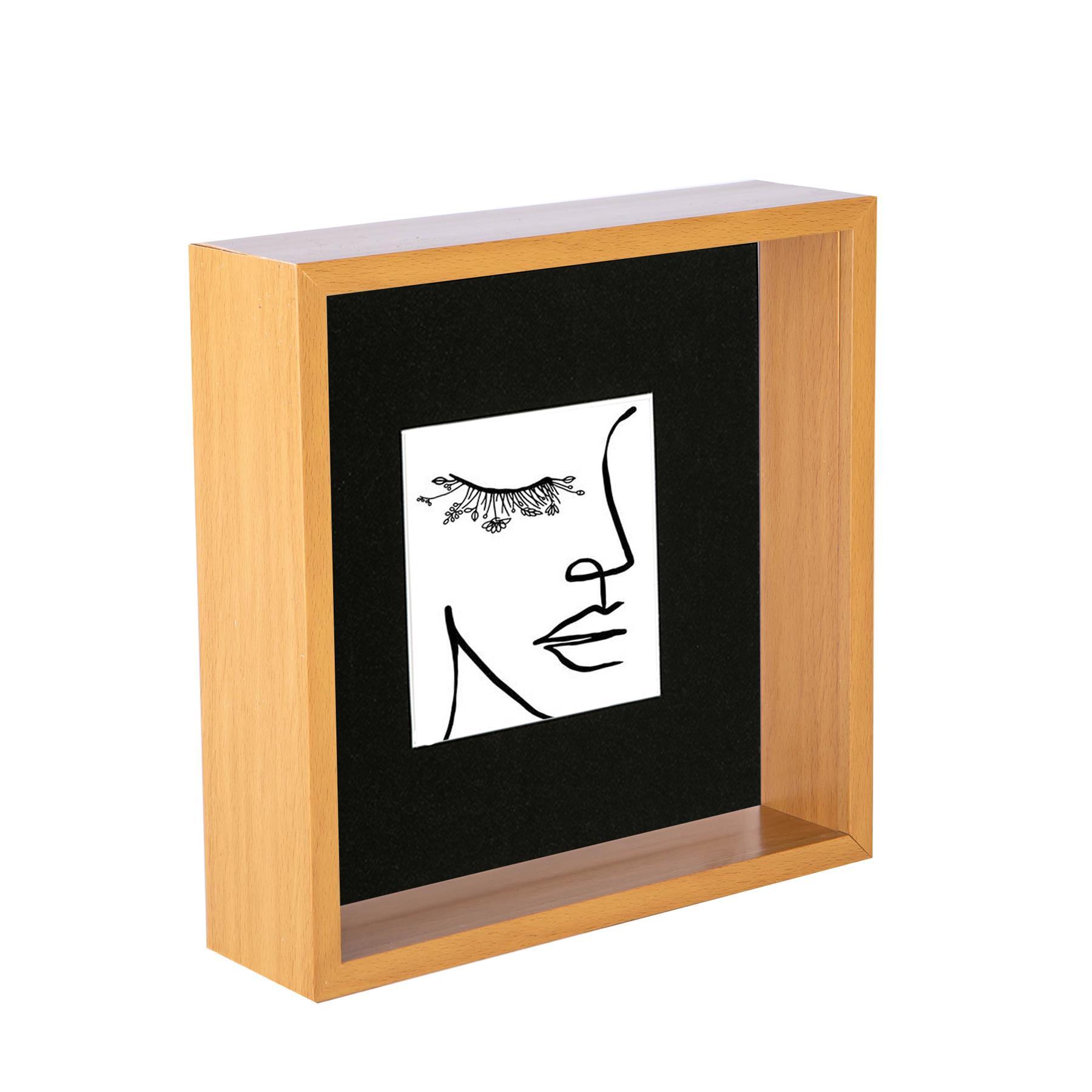 8" x 8" Light Wood 3D Deep Box Photo Frame 4" x 4" Mount
