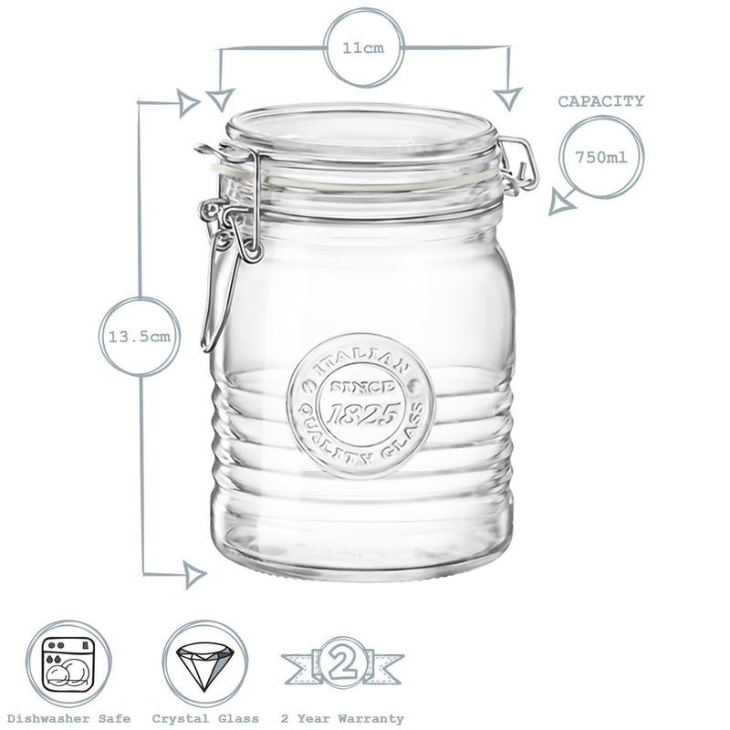750ml Officina 1825 Glass Storage Jar - By Bormioli Rocco