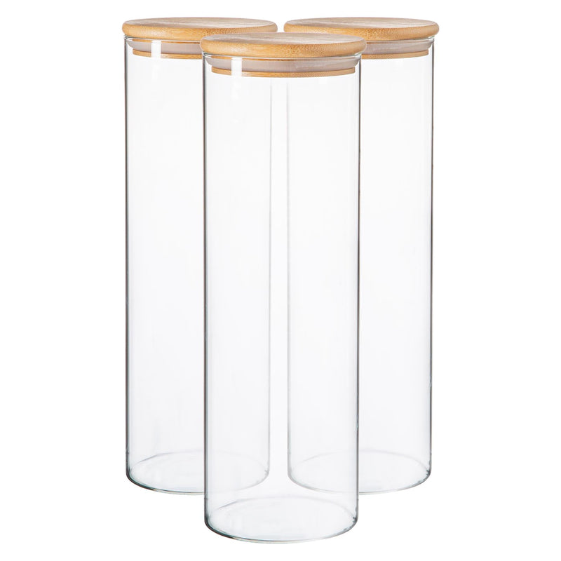 2L Scandi Storage Jars with Wooden Lids - Pack of Three - By Argon Tableware