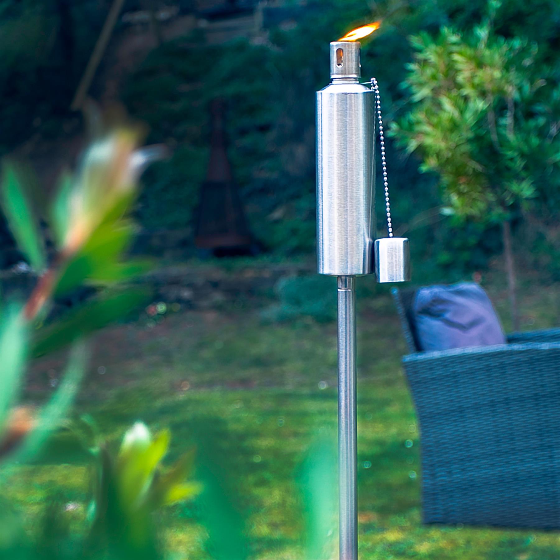 1.46m Metal Round Garden Fire Torches - Pack of 2 - By Harbour ...