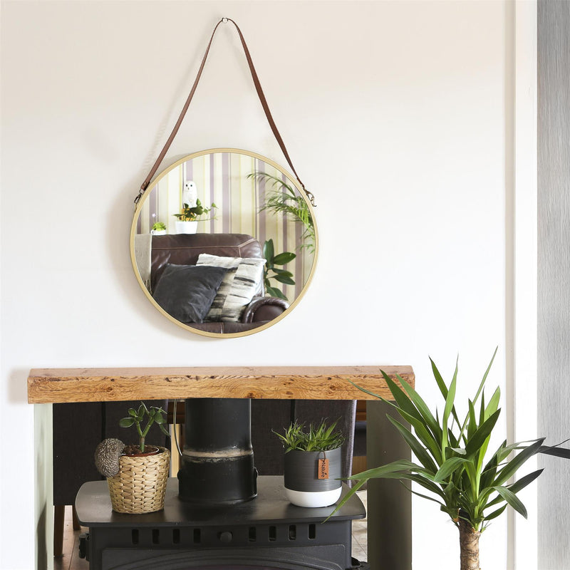 40cm Round Framed Wall Mirror with Belt - By Harbour Housewares