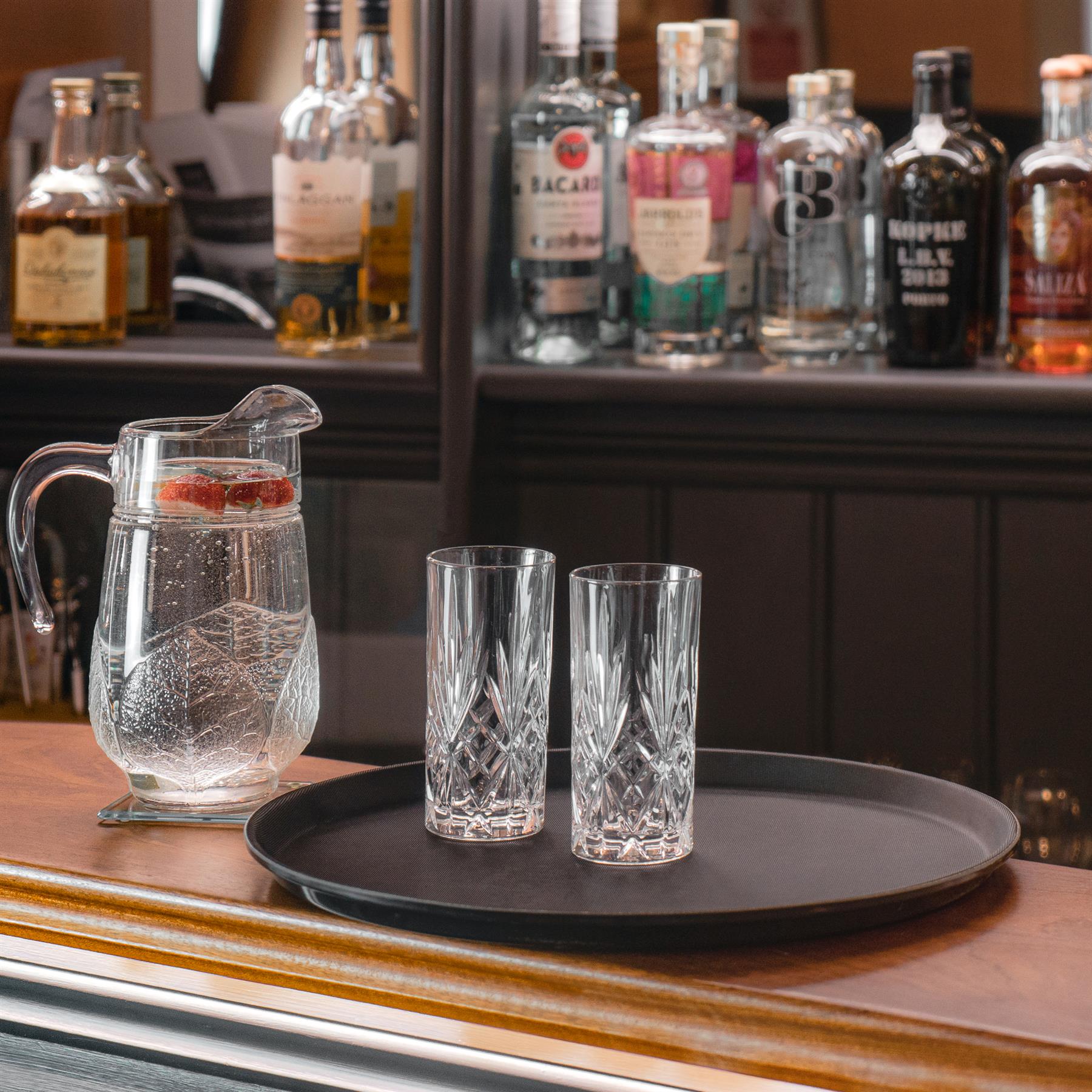 Black 73.5cm x 60cm Oval Non-Slip Serving Tray