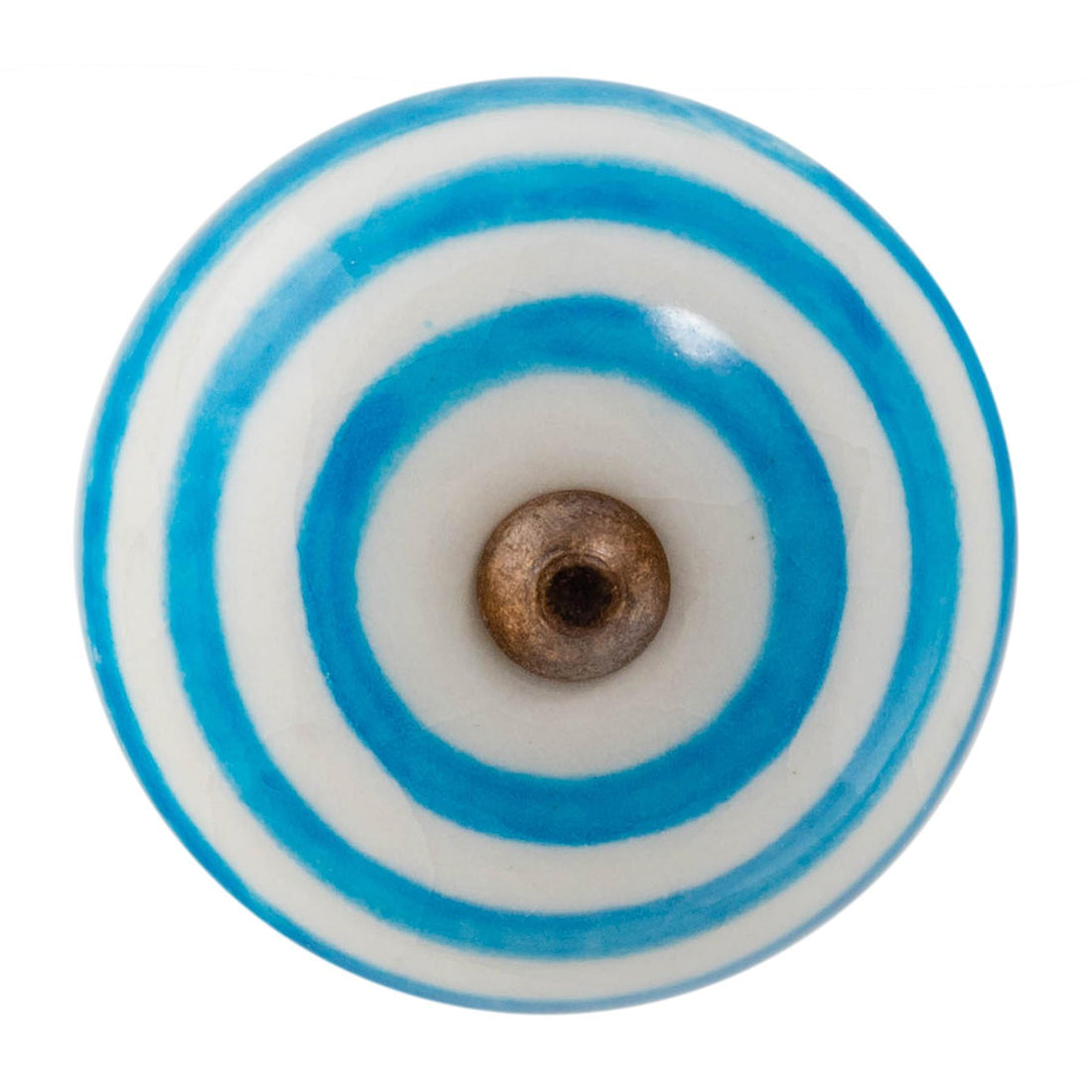 Blue 45mm Round Striped Ceramic Cabinet Knob