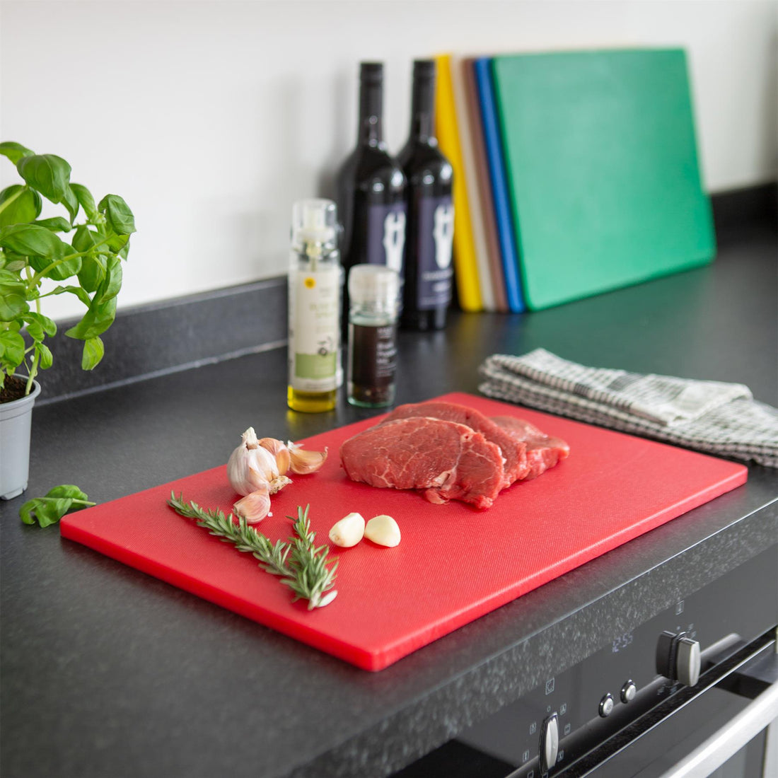 Red 45cm x 30cm Plastic Chopping Board