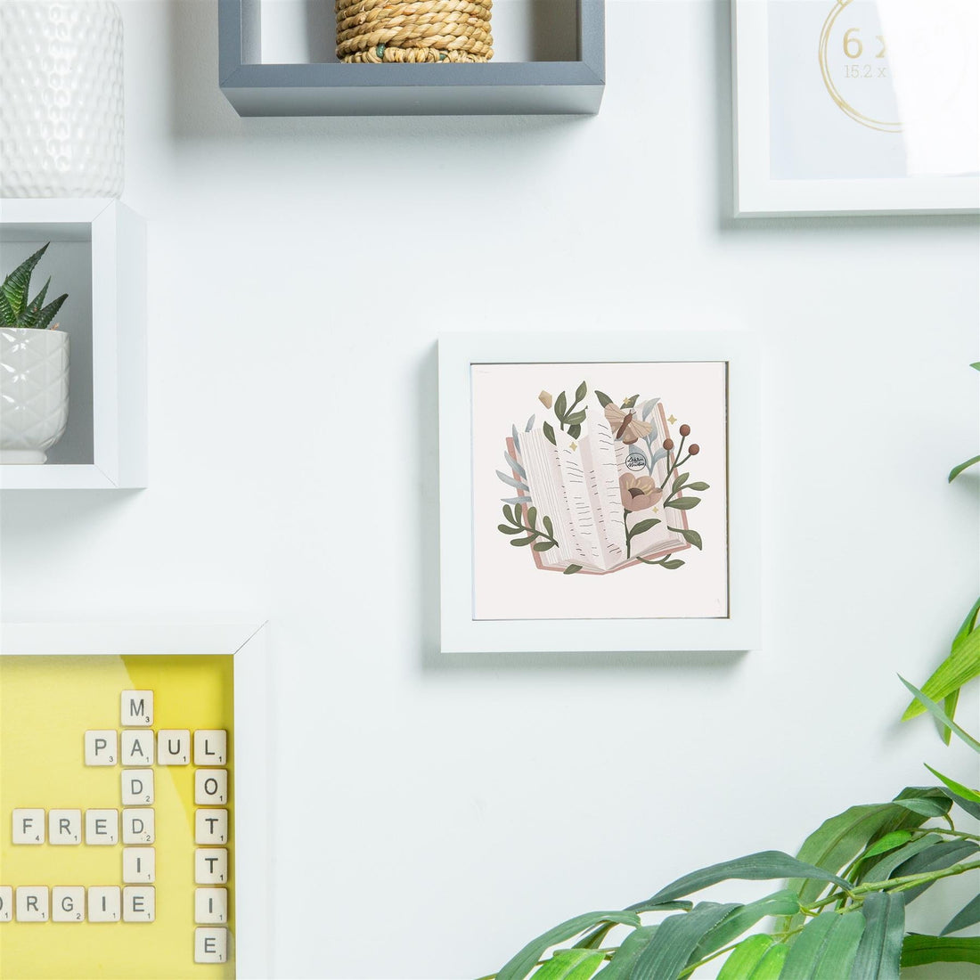 White 6" x 6" Shadow Box Photo Frame with White Frame Spacer and 4" x 4" Ivory Mount