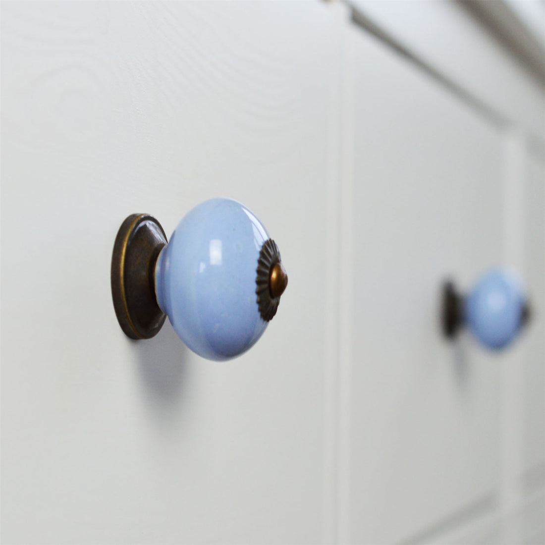 Blue 45mm Round Ceramic Cabinet Knob