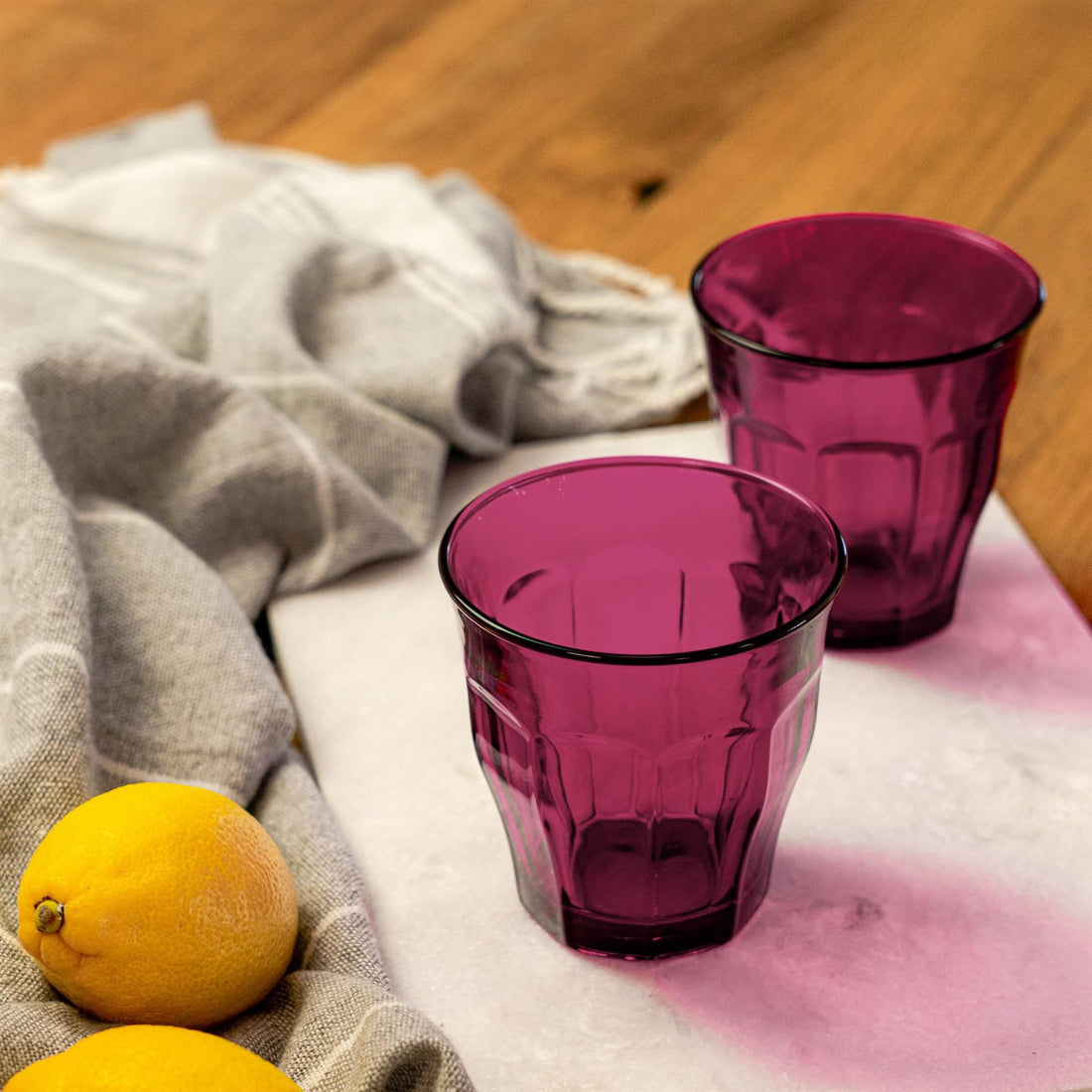 250ml Plum Picardie Glass Tumblers - Pack of Four