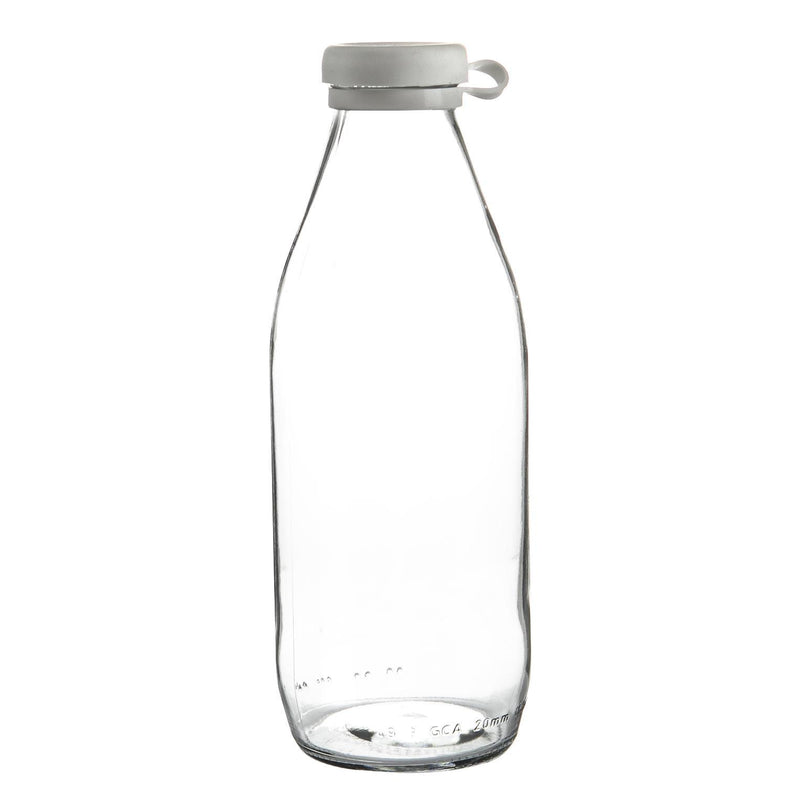 Argon Tableware Glass Milk Bottle with Silicone Lid - 1 Litre