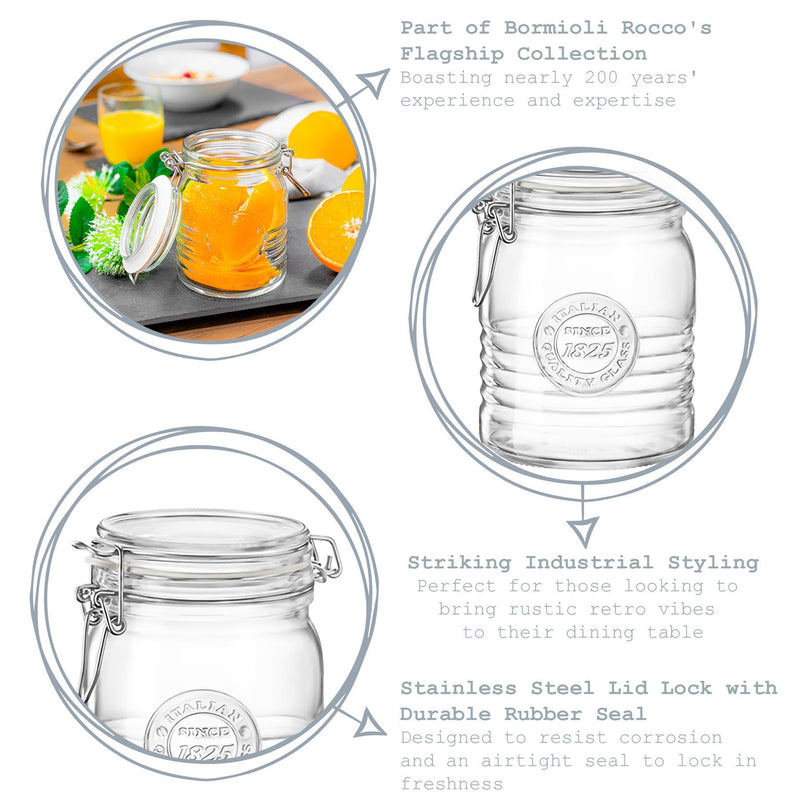 500ml Officina 1825 Glass Storage Jar - By Bormioli Rocco
