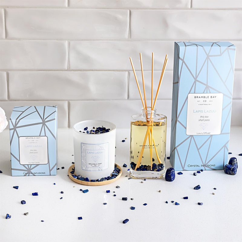 150ml Lapis Lazuli Crystal Infusions Scented Reed Diffuser - By Bramble Bay