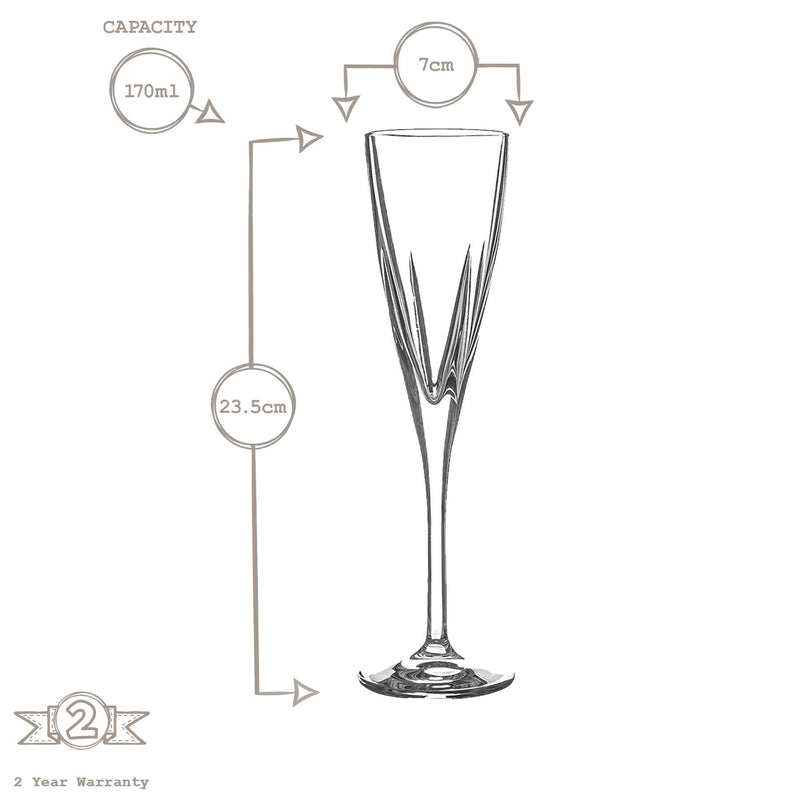 170ml Fusion Champagne Flutes - Pack of Six - By RCR Crystal