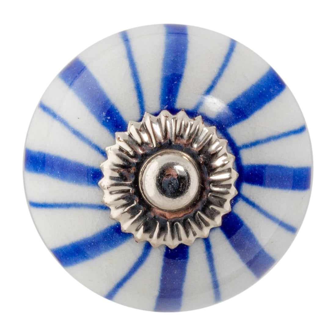 Navy Lines 45mm Round Geometric Ceramic Cabinet Knob