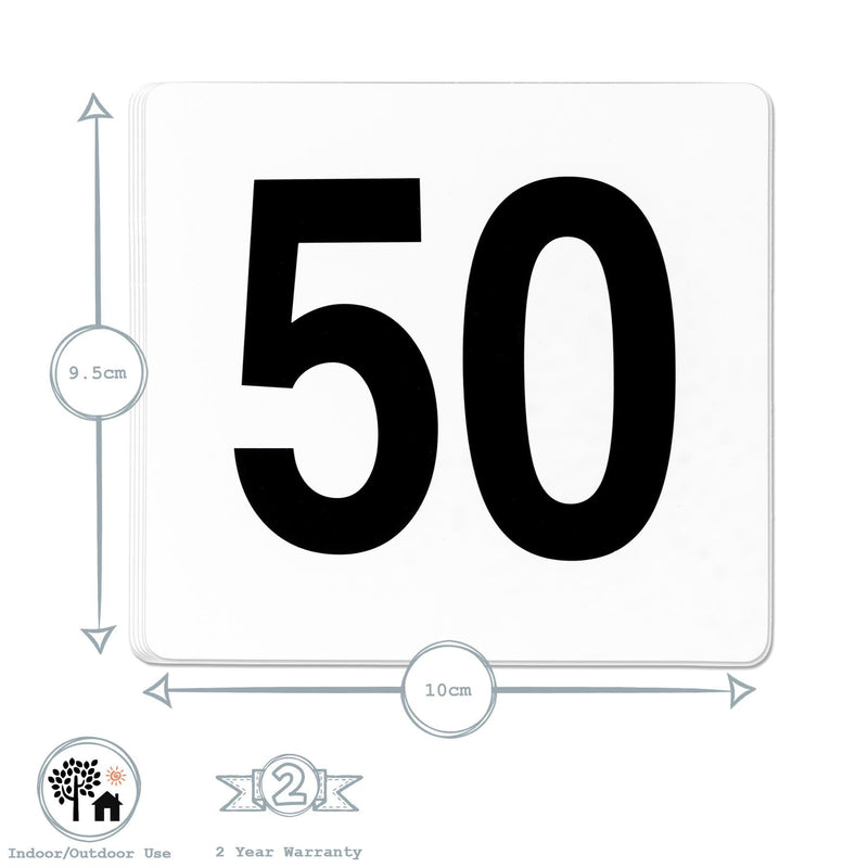 Plastic Table Numbers - 1 to 50 - By Argon Tableware