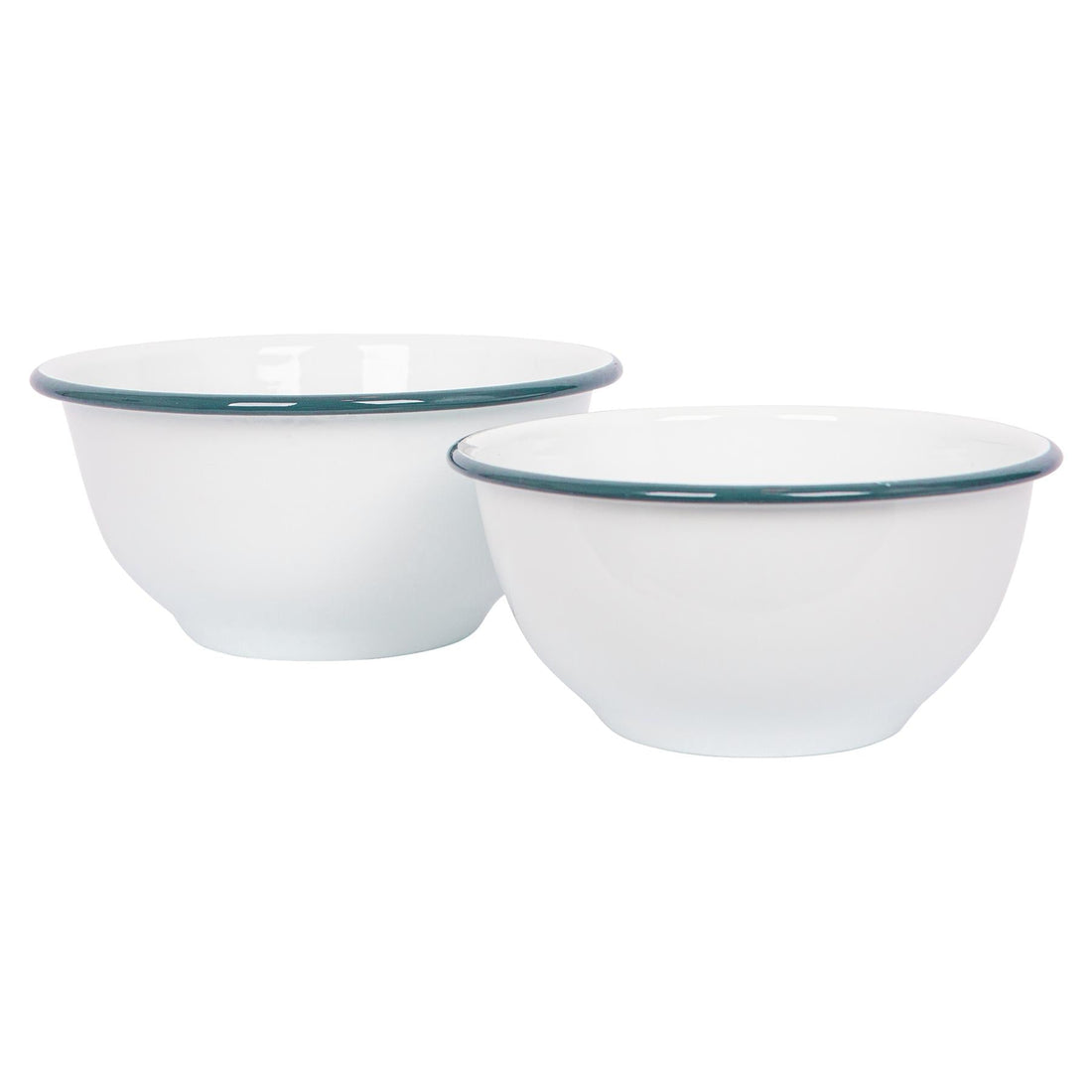 White &amp; Green Enamel Mixing Bowl Set
