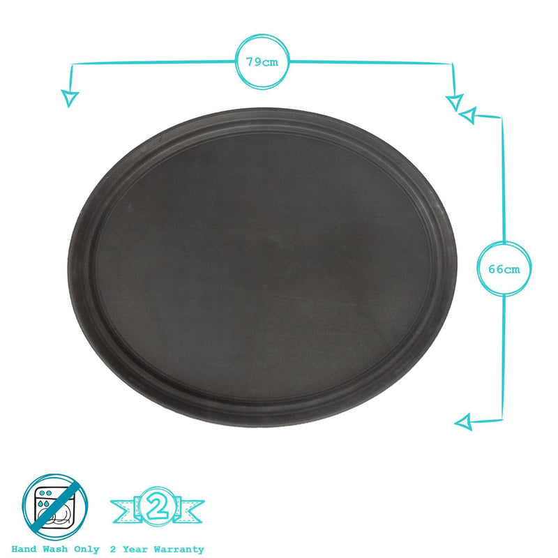 Black 79cm x 66cm Oval Non-Slip Serving Tray - By Argon Tableware
