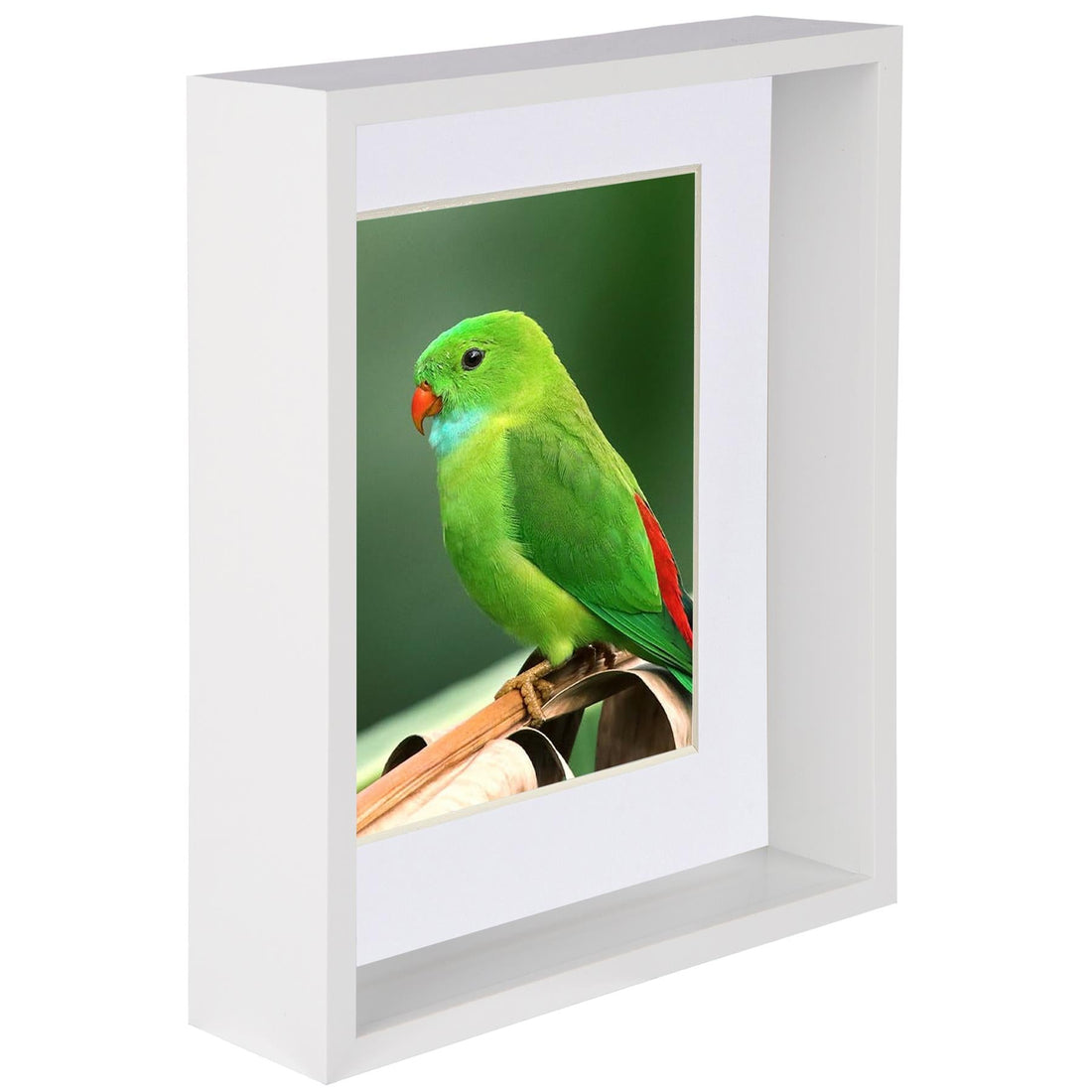 White 8" x 10" Deep Shadow Box Photo Frame with 5" x 7" White Mount