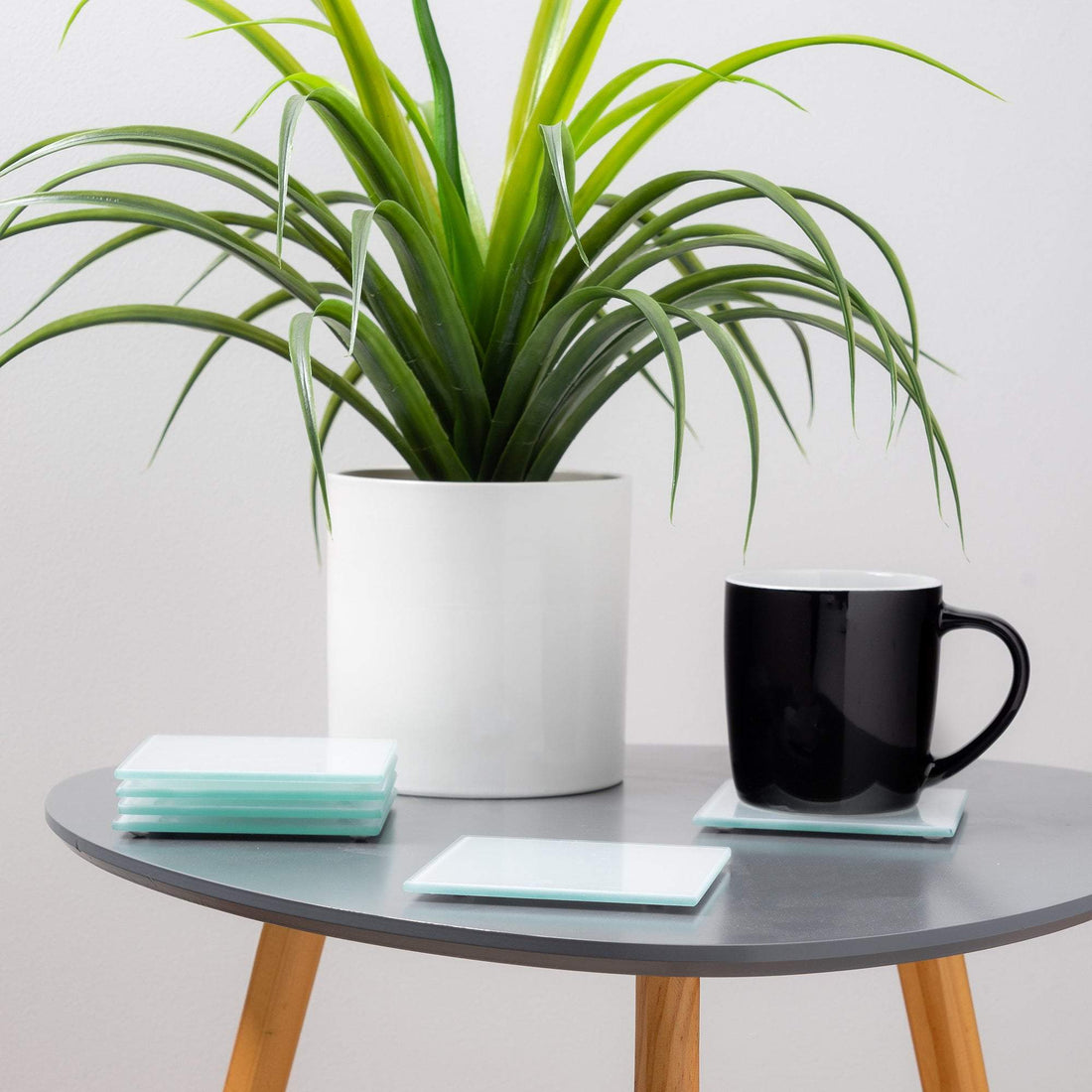 White Square Glass Coasters - Pack of 6