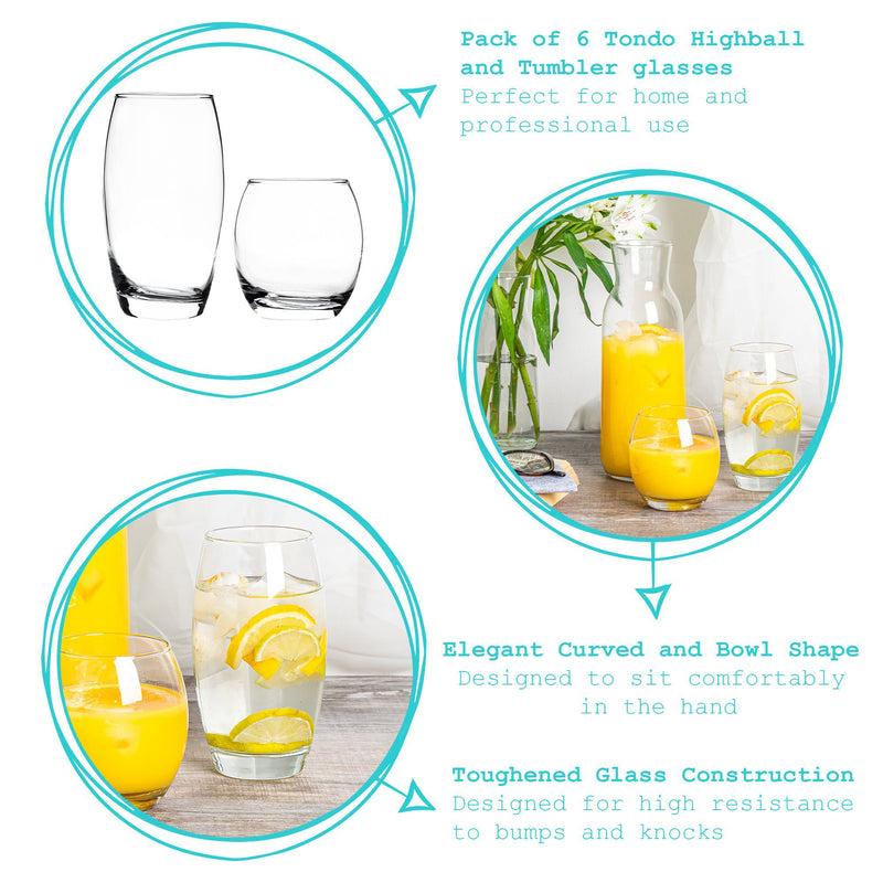12pc Tondo Glassware Set - By Argon Tableware