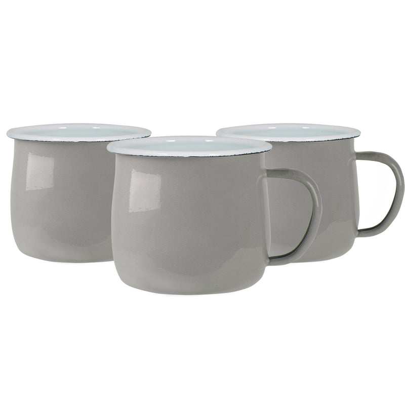375ml Coloured Enamel Belly Mugs - Pack of Six - By Argon Tableware