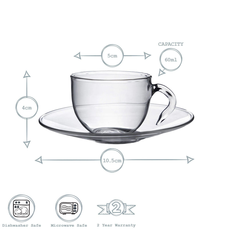 60ml Minimus Glass Espresso Cup & Saucer Set - By Argon Tableware
