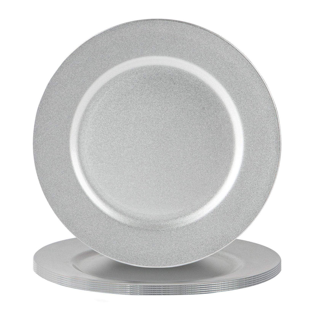 Silver 33cm Metallic Melamine Charger Plates - Pack of 6