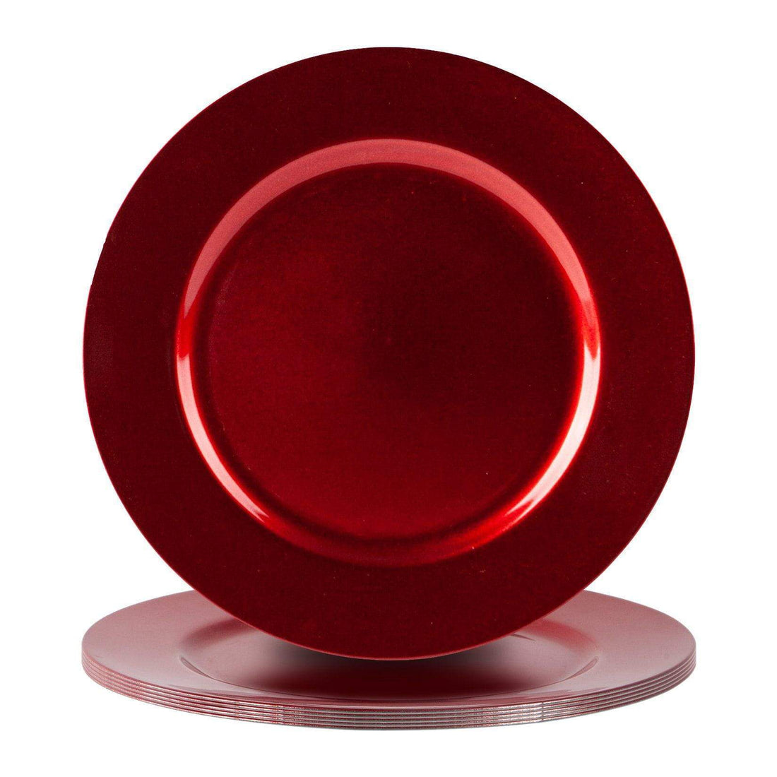 Red 33cm Metallic Melamine Charger Plates - Pack of 6